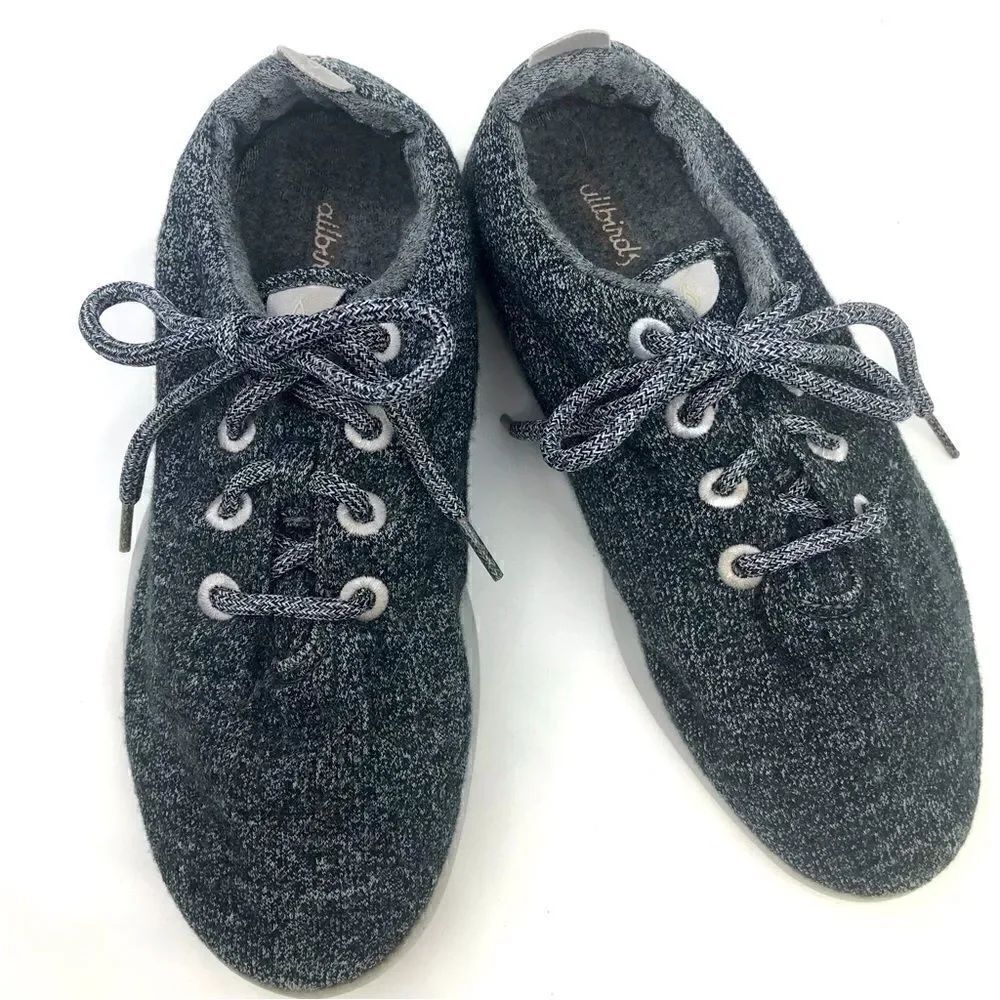 Allbirds Mottled Gray Black Wool Runner Lace Up Athletic Women’s Sneakers